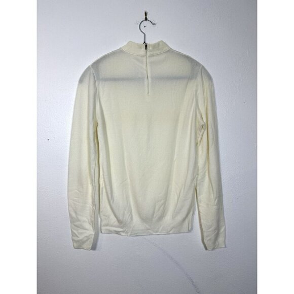 Vintage 50s Union Tag Cream Mock neck Blouse Shirt Small/ Medium P5 Semi Sheer - Picture 5 of 9